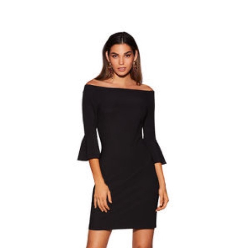 Boston Proper black off the shoulder bell sleeve black mini dress size XS